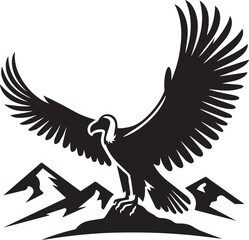 Andean Condor illustration, Andean Condor silhouette vector isolated on white background