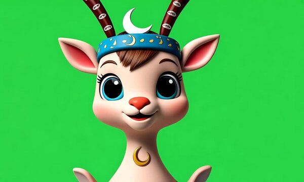 Cute cartoon deer with headband