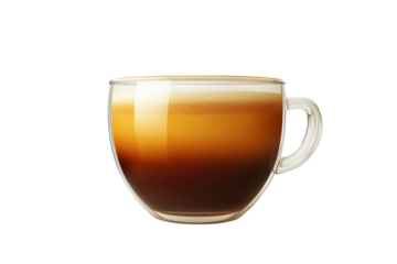 Rich Macchiato Coffee in Glass Cup Dark Espresso Creamy Foam Delicious Brew