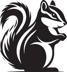black and white squirrel, squirrel illustration, squirrel silhouette vector isolated on white background
