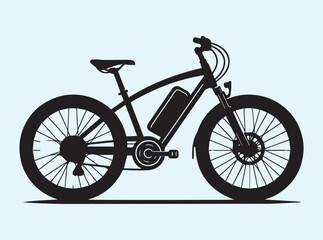 Fototapeta premium Solid Black Silhouette of an E-Bike