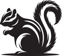 Obraz premium black and white squirrel, squirrel illustration, squirrel silhouette vector isolated on white background