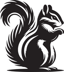 black and white squirrel, squirrel illustration, squirrel silhouette vector isolated on white background