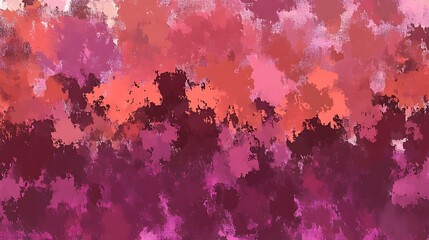A vibrant abstract painting featuring a blend of warm and cool reddish-pink hues.