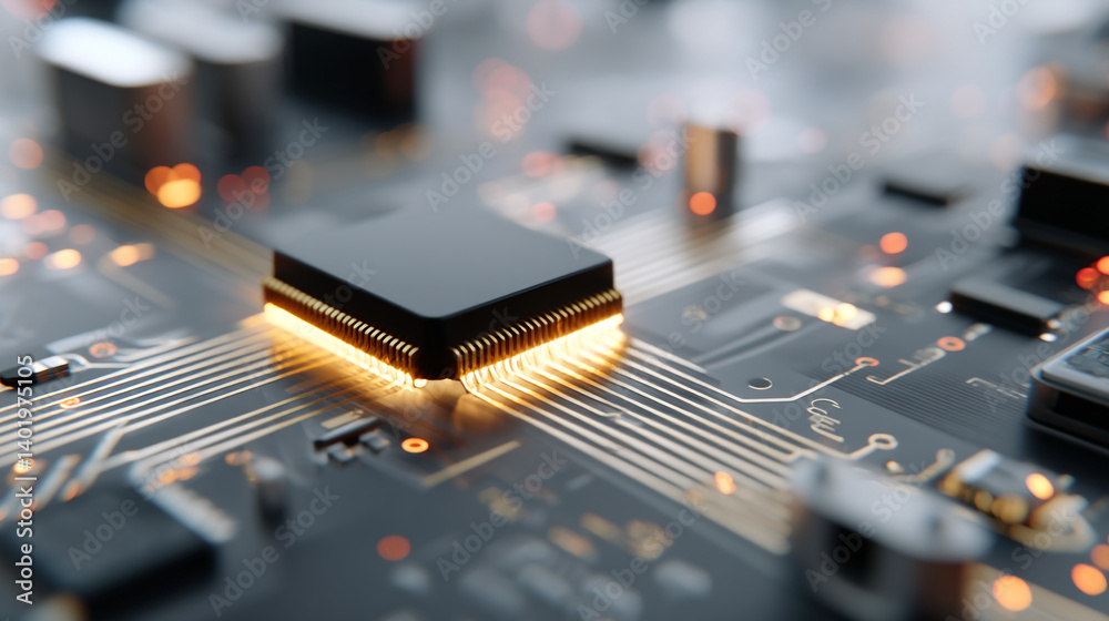 Poster computer chip technology semiconductor processor motherboard cpu circuit board microchip design