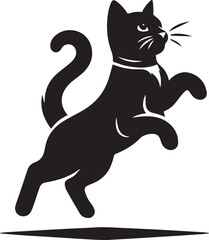 Obraz premium jump cat illustration, jump cat, jump cat silhouette vector isolated on white background