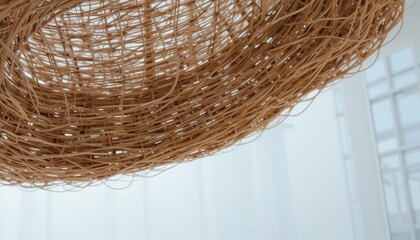 Obraz premium Modern woven sculpture artisan craft exhibition