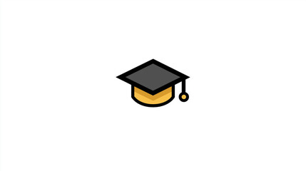 Graduation cap icon in minimal vector style isolated on white background for education and academic concepts