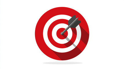 Flat icon of a dart hitting a target board isolated on white background for goal setting and success concepts