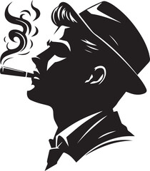 young male smoking head illustration, man smoking cigarette, young male smoking head  silhouette vector isolated on white background