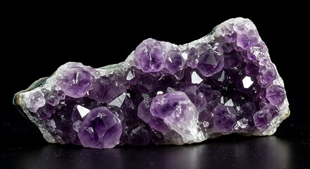 Fototapeta premium Vibrant Amethyst Geode Cluster: Close-Up Studio Shot AI Generated