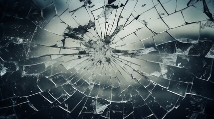 Obraz premium Shattered Broken Glass Pieces Texture, Abstract Sharp Fragments Detail, Splintered Surface