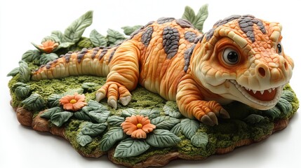 Obraz premium photo a Dinosaur Cake isolated on white background,Transparent background, clear border, for easy background separation