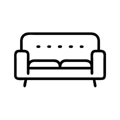 Sofa icon black line art vector 