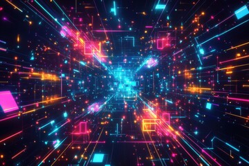 A colorful abstract futuristic depiction of digital data pathways