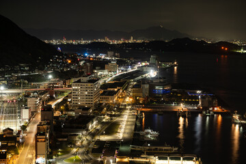 Naklejka premium 福岡県の観光地、門司港の夜景 門司港レトロ