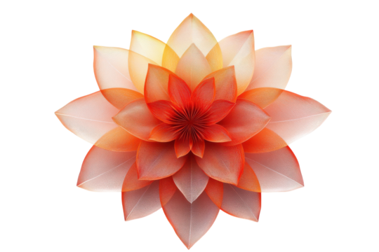 Intricate orange and peach paper flower art meticulously crafted with delicate layers and a vibrant design against a