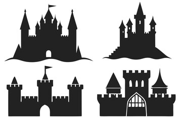 Obraz premium set of sandcastle silhouette vector illustration