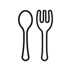 Spoon and fork icon represents everyday dining, essential tableware, and simple culinary moments.