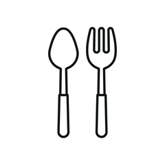 Spoon and fork icon represents everyday dining, essential tableware, and simple culinary moments.
