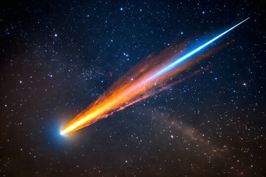 Glowing meteorito clipart blazing fast through a deep space starry sky