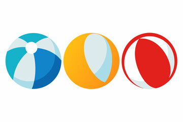 set of beach ball silhouette vector illustration