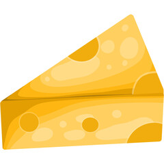  illustration of a piece and slice of Swiss cheese with holes isolated on white background