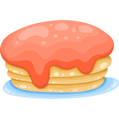 Illustration of a sandwich with cheese, ham, lettuce, tomato, and beef in a bun, representing a fast food meal with elements of a cheeseburger and sandwich