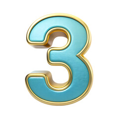 Teal Gold Number 3: 3D Render