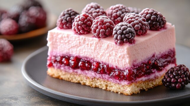 photo a Loganberry Cake isolated on white background,Transparent background, clear border, for easy background separation