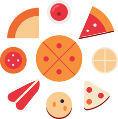 Fototapeta premium different-meat-lovers-pizza-vector-element-set