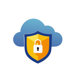 Cloud Security Concept with Lock Shield Symbol in Flat Design for Data Protection

