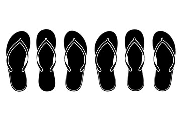 set of flip flops silhouette vector illustration
