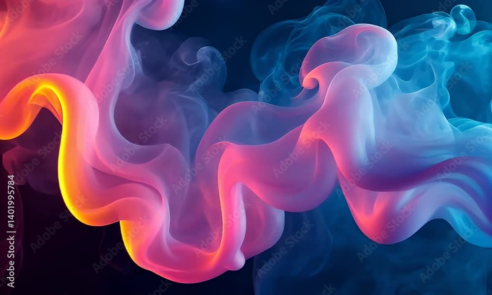 Wall mural colorful abstract smoke swirls flowing through an ethereal background with dynamic shapes and vibran