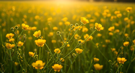 Obraz premium Golden Hour Meadow AI Generated