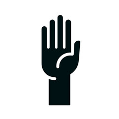 Obraz premium Hand gesture symbolizing help against a minimalistic background on a transparent background