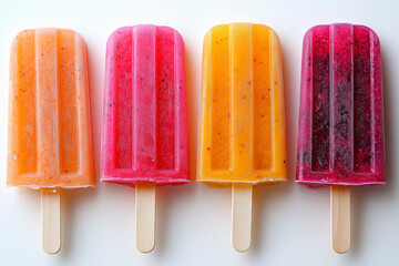 Vibrant Orange and Pink Popsicles on White Background