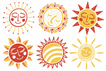 set of sunshine day silhouette vector illustration