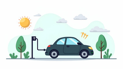 Seamless Wireless Energy Transfer for EVs: Interactive Digital Analytics & Modern Visualizations in Flat Vector Illustration for Sustainable Electric Mobility