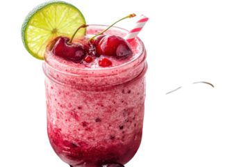 Refreshing Cherry Lime Smoothie Summer s perfect blend vibrant red hue juicy cherries lime wedge
