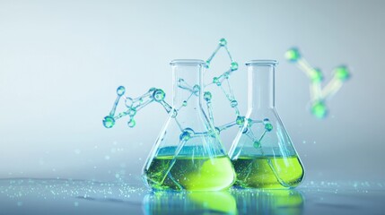 A creative and futuristic science experiment scene, neon green