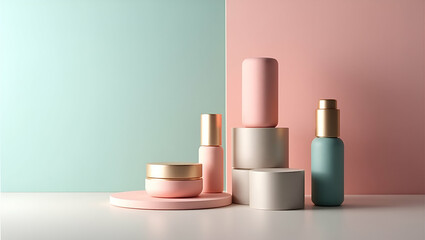 Developing sophisticated cosmetic packaging concept designs integrating innovative materials and elegant aesthetics to reinforce premium brand identity in competitive markets in  Photo Stock  Concept 