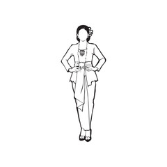 Kebaya Vector Line Art Design Illustration