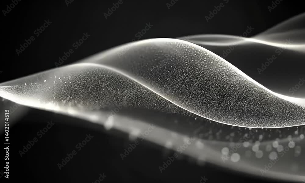 Sticker elegant waves of ethereal silk flowing in the dark with subtle light reflections and dreamlike parti