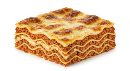 Fototapeta premium Delicious Layers of Lasagna - A mouthwatering of a perfectly layered lasagna, showcasing its rich meat and cheese filling