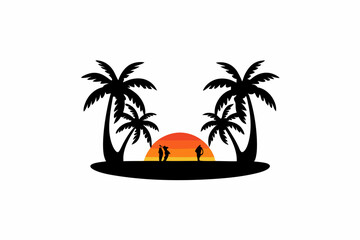 tropical vibes silhouette vector illustration