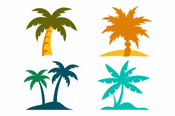 Fototapeta premium set of tropical vibes silhouette vector illustration