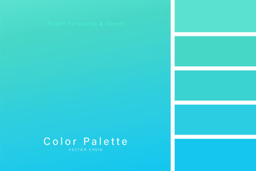Fototapeta premium Light blue green turquoise gradient background with color palette guideline, vector design 