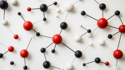 Obraz premium Colorful molecular structure illustration depicting chemical interactions on a white background