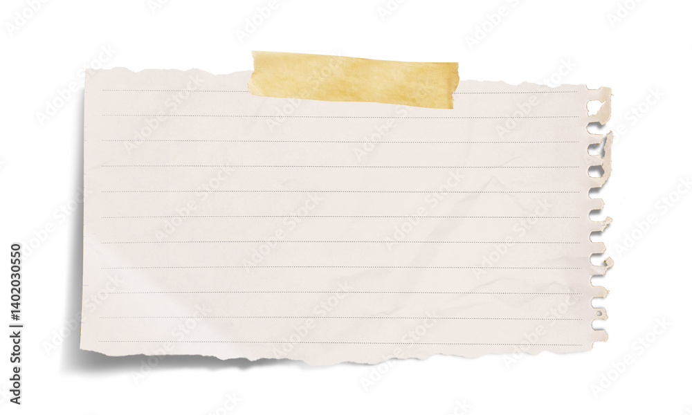 Fototapete white grid notepaper journal sticker. a blank sheet of checkered paper. real notepad with grid line 